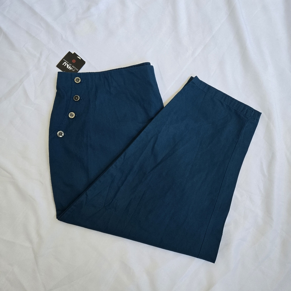 House Of Aama Pull-on Cotton Pants Turquoise Women's Plus Sizes 1X and 3X